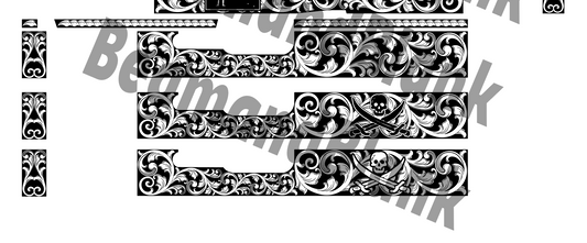 Glock 19 Slide Blackbeard Flag Scrollwork | LightBurn Ready Digital File | SVG DXF Download