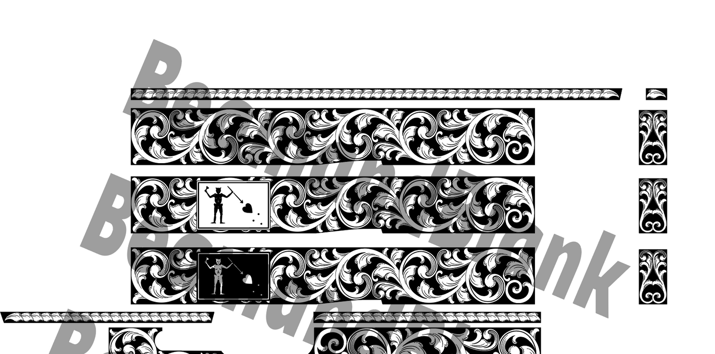 Glock 19 Slide Blackbeard Flag Scrollwork | LightBurn Ready Digital File | SVG DXF Download