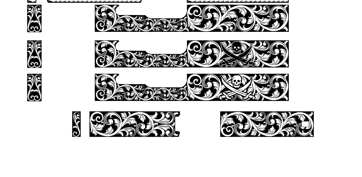 Glock 19 Slide Blackbeard Flag Scrollwork | LightBurn Ready Digital File | SVG DXF Download